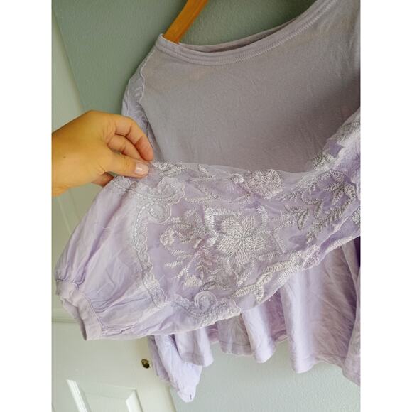 Free People Lilac Penny Balloon Long Sleeve Lace Blouse size XS - Picture 4 of 16